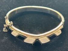 CALVIN BEGAY Navajo Sterling Silver Black Onyx Opal Inlay Bangle Bracelet picture