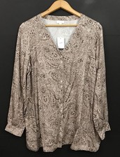 NWT J. Jill Pure Jill Brown Paisley Viscose V-Neck Button Front Tunic Top L Tall picture