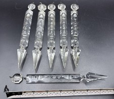 Antique 6 French Baccarat Cut Crystal Chandelier Mantle Luster Spear 8” Prisms picture