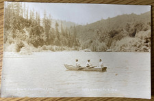 1926 RPPC GUERNEVILLE, CALIFORNIA old real photo postcard RUSSIAN RIVER ROWBOAT picture