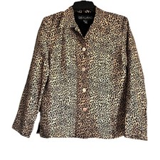 Silkland Sz 4 100% Silk Brown Animal Print Jacket Art to Wear picture