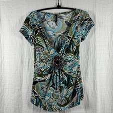 American Vintage Women's Brown and Blue Top picture