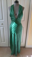 New HELLO MOLLY Womens Green Polyester Halter Maxi Dress Casual Resort Party 6 picture