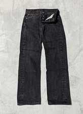 Levi's Men's Black Straight Cotton Denim Jeans Charcoal Wash Button Fly picture