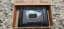 Men's Black Leather Goodfellow Brand RFID protected Card Case NIB picture