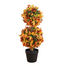 3-ft UV Resistant Artificial Fall Mum Double Ball Topiary Tree (Indoor/Outdoor) picture