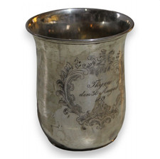 Antique 1859 Danish Silver Beaker Cup by F. Dahl Engraved Presentation Piece picture