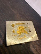 Vintage Alaska “Land of the Midnight Sun” Metal Cigarette Case – Gold Map picture