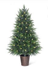 4Ft Pre-Lit Potted Christmas Tree with 8 Lighting Modes🎄 picture