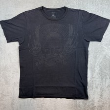 Vintage Y2K Anchor Blue T Shirt Mens Large Black Faded Grunge Goth Skull  picture