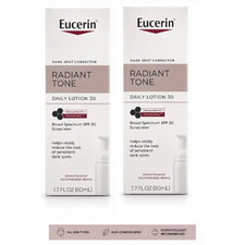 LOT of 2 -Eucerin Radiant Tone Daily Lotion SPF 30 Dark Spot Corrector 1.7 FL OZ picture
