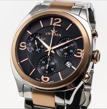 Optima Swiss Chronograph Watch 44mm Quartz PVD Rose Gold 5ATM OSC449-SR-3 picture