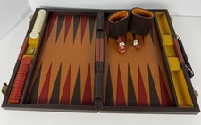 Vintage H.I.T. Industries Backgammon Set Faux Leather Case Taiwan Complete picture