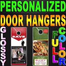 2500 CUSTOM Door Hangers 14pt THICK GLOSSY FULL COLOR Doorhanger 3.5x8.5 picture