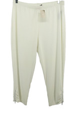 Chicos Travelers 2 Crop Ruched Ankle Zip Pants Size Large White Lined Slinky New picture