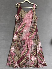 Vintage Jones Studio Dress 18W Red Green Patchwork Tiered Midi Drop Waist y2k picture