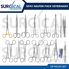 28 Spay Neuter Pack Veterinary Instrument Forceps Scissors Surgical German Grade picture