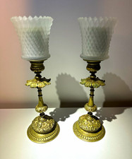Antique Victorian Gilt Candlestick Pair with Votives picture
