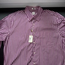 PETER MILLAR Crown Purple Stripe Cotton Sport Shirt Men's Size Large $125 picture