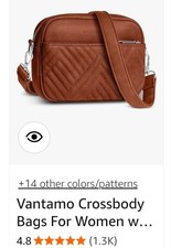 Vantamo Brown Crossbody Bag for Travel RFID Blocking-NEW IN VELVET POUCH picture