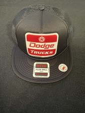 Dodge Truck Flex Bill Flat Brim Black Hat Truck Snap Back Closure picture