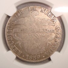 1839-RS Nueva Granada Republic, Colombia Silver 8 Reales - Bogota Mint NGC AU53 picture