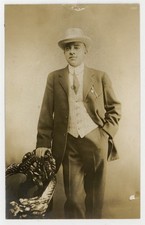 African American Debonair Man 1910 Black Gangster Pocket Watch Handsome RPPC Don picture