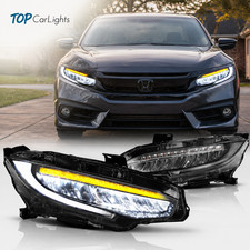 VLAND 1Pair LED Headlights For 2016-2021 Honda Civic w/ Sequential Turn Signals picture