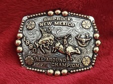 Rodeo☆1990☆All Around Riding☆Shiprock NEW MEXICO☆Champion Trophy Buckle☆Rare☆X88 picture