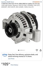 150A Alternator Cadillac CTS 3.6L 2008-09 High Output 11369 10396863 picture