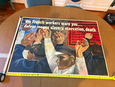 Original 1942 Ben Shahn WWII Poster/We French Workers Warn You/OWI No. 17/ 28x40 picture