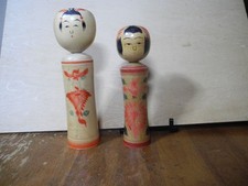 2 Naruko Kokeshi Sakurai Shokan Japanese Wooden Doll 18cm 15cm Collectible 15+ picture