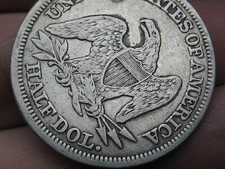 1854 P Seated Liberty Half Dollar- Philadelphia, With Arrows, VF Details picture