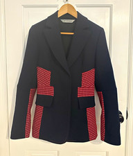 Sportmax Defile Women’s Black/Red Check Panel Button Blazer Jacket Size 32 - XXS picture