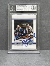 Brett Hull Adam Oates Signed Custom Card Beckett Witnessed Auto Blues HOF picture