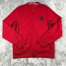 Express Design Studio Mens Red Track Jacket Lion Logo Full Zip Mock Neck Medium picture