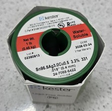 Kester 24-7068-6422 Solder Wire, Water Soluble, Lead Free, SAC305, 3.3%, 0.015