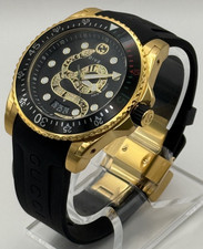 Gucci Dive Black Dial Gold-Tone Rubber Strap  45mm.  Men's Watch YA136219 picture
