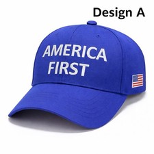 America First Baseball Hat Red or Blue Adjustable Patriotic Cap picture