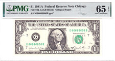 1981-A $1 FRN PMG Gem Unc 65EPQ 0/6 Binary Near Solid #G66666606B picture