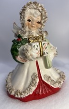 Vintage Lefton Christmas Angel Figurine S116B Spaghetti Trim picture