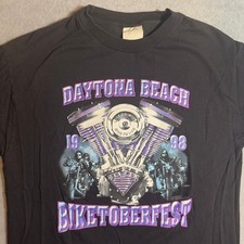 Vintage 1998 Daytona Beach Biketoberfest T-Shirt Black Large Biker 90s Moto picture