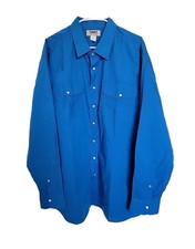 Duke Haband Shirt Mens XX Blue Pearl Snap Western Vintage Ranchwear picture