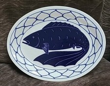 Fish Platter Ceramic Serving Plate 13” Hand Made Signed picture