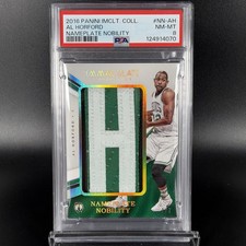 Al Horford 2016 Panini Immaculate Game Worn Nameplate Nobility H Patch 1/7 PSA 8 picture