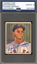 Dom DiMaggio Gem Mint 10 PSA DNA Signed 1950 Bowman Autograph picture