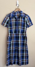Vintage Dress Shirt 50s 60s Plaid Cotton Rockabilly Womens Size 10 12 picture
