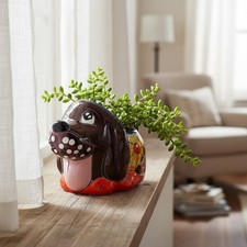 Small Talavera Dog Planter | Mexican Animal Pottery picture