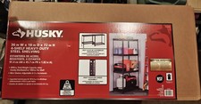Husky 4-Tier Heavy Duty Steel Garage Storage Shelving Unit 36x18x72 Black picture