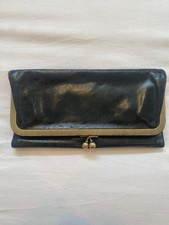 HOBO International Clutch Wallet Purse Leather Magnetic Closure Black Zip picture